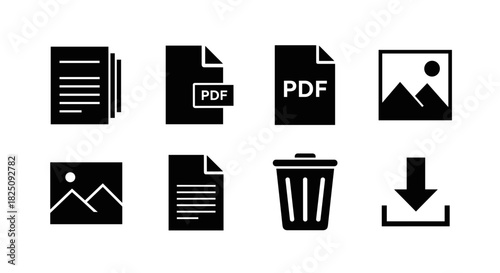 Essential file management icons for modern user interface design and application development