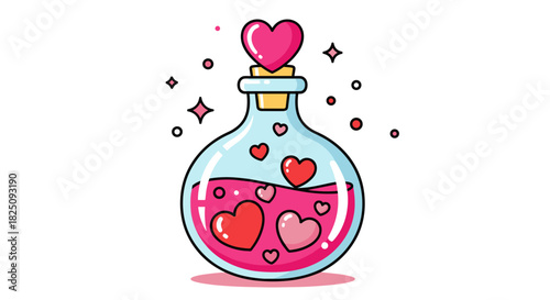 Charming love potion bottle filled with hearts for Valentine's Day projects and designs