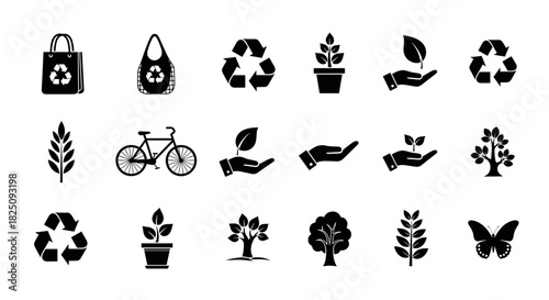 Go green icons for environmental awareness and sustainable living initiatives design pack