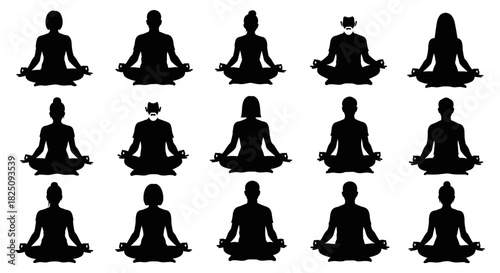 Diverse group meditating together for wellness and mindfulness, finding inner peace