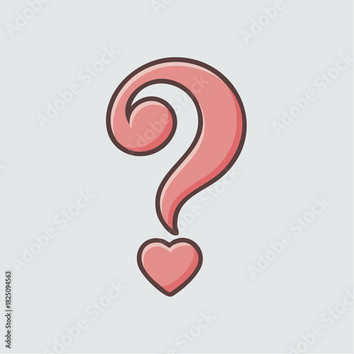 heart-answered query emblem in blush stroke whimsical question and answer badge for empathetic ux