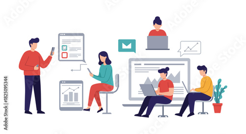 business team collaboration diverse professionals working together using digital tools for teamwork  effective communication in modern workplace