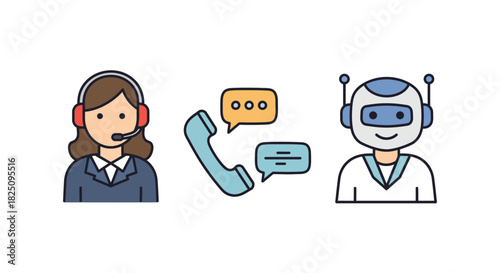Customer service chatbot and agent support AI assistant handling customer queries with human support showcasing advanced tech solutions and communication