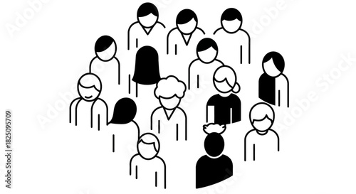 Diverse group of people representing community and teamwork gathering in a crowd setting ideal for illustrating unity and social connection team building