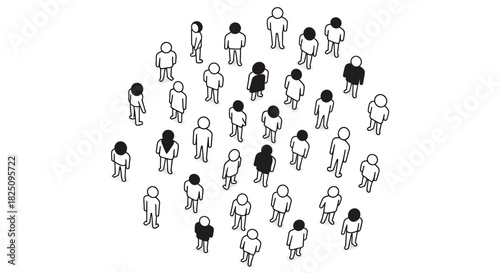 diverse group of people standing together an inclusive community seen from above on a white background symbolizing unity and crowd collaboration.