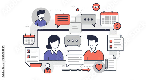 online communication business team collaborating on a project exchanging ideas via video conference promoting teamwork and efficient communication