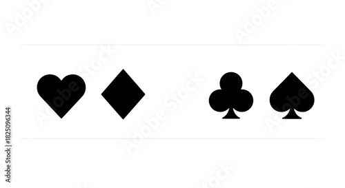 playing card suits hearts diamonds clubs spades for game design casino concept or tarot card background element simple symbols of gambling luck.