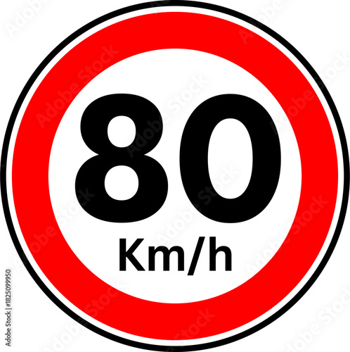 Speed Limit 80 kmh Traffic Sign Vector