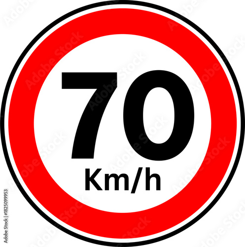 Speed Limit 70 kmh Traffic Sign Vector