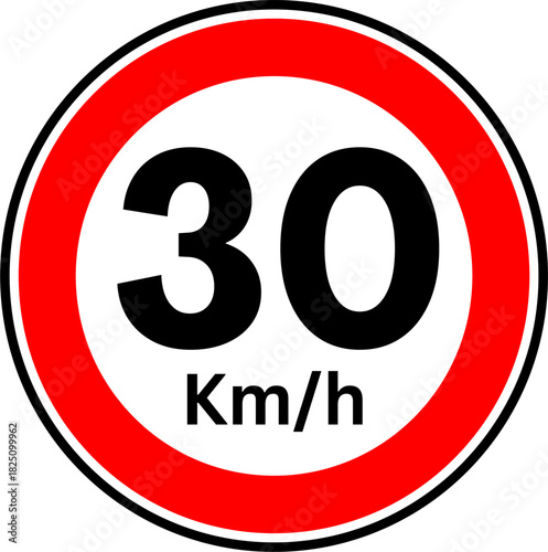 Speed Limit 30 kmh Traffic Sign Vector