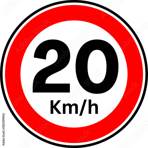 Speed Limit 20 kmh Traffic Sign Vector