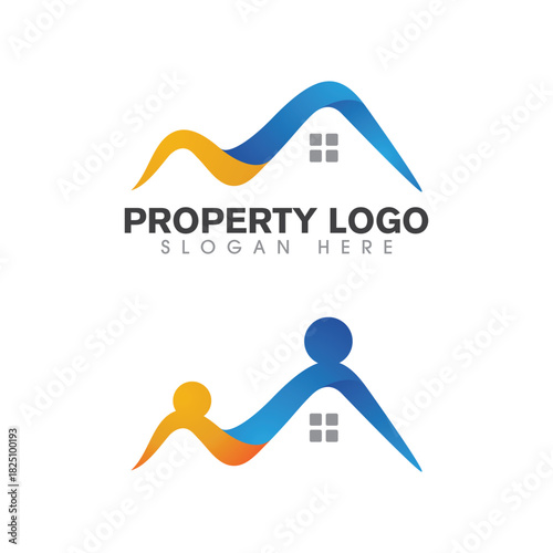 Colorful Wave Property Logo with House Window Icon