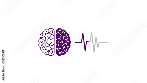A stylized illustration features a brain and a heartbeat, emphasizing neural activity