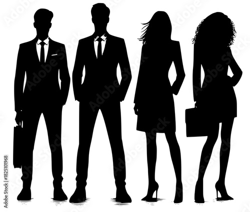 The Corporate Silhouettes, Professional figures with briefcases and poised posture
