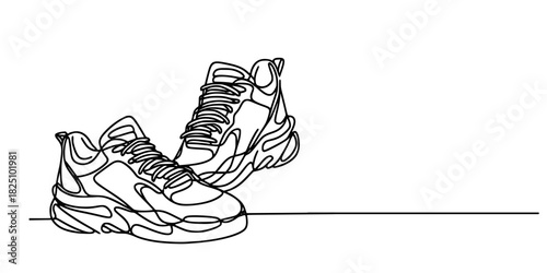 Minimalist Motion Gear, Minimalist sketch capturing the essence of sneakers in motion