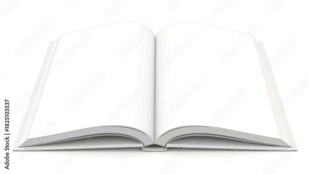 Fototapeta premium An open book, spread flat, with clean white pages ready for text or illustration