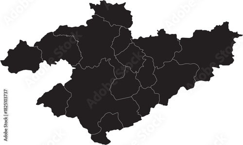 Vector Map of the Central Anatolia Region of Turkey, Isolated Silhouette