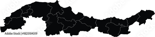 Vector Map of Black Sea Region of Turkey Isolated Silhouette