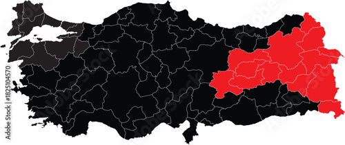 Eastern Anatolia Region on the Map of Turkey