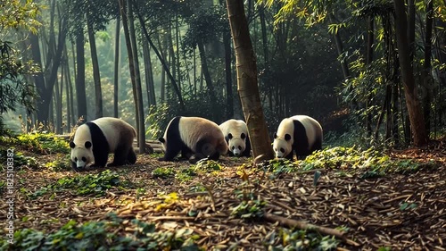Pandas in Bamboo Forest