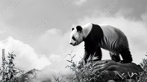 Panda bear in natural habitat