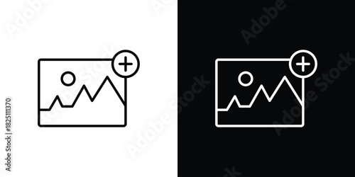 Add photos icon symbol, Set of line icons pack