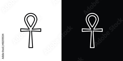 Ankh icon symbol, Set of line icons pack