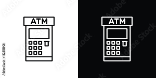 ATM machine icon symbol, Set of line icons pack