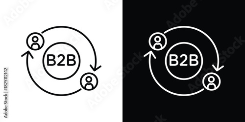 B2B icon symbol, Set of line icons pack