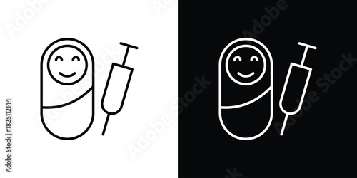 Baby Vaccination icon symbol, Set of line icons pack