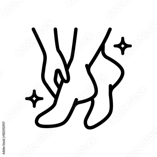 Foot care outline icon. Foot hygiene, Healthy feet, Foot treatment, Podiatrist, Podiatry icons, Pedicure icons, Foot cream. Outline vector illustration.