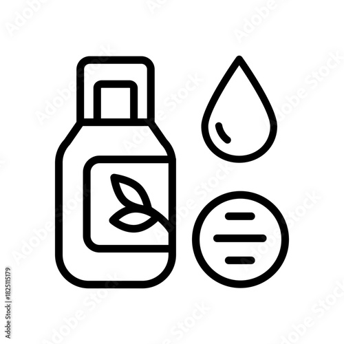 Facial Cleanser and Skincare Routine outline Icon. Cleansing Products and Regimens Symbol. Cream, serum, lotion icon. Vector isolated illustration.