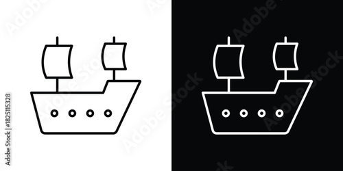 Caravel icon symbol, Set of line icons pack