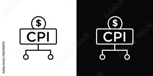 Consumer prices index icon symbol, Set of line icons pack