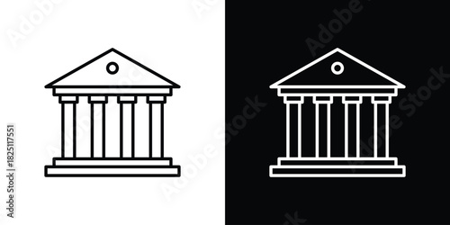 Courthouse icon symbol, Set of line icons pack