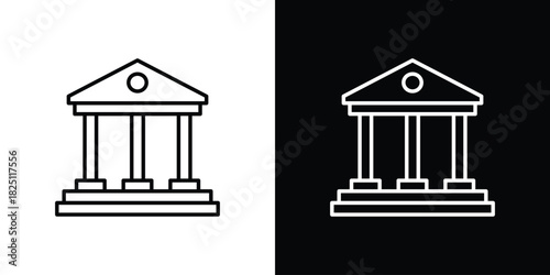 Courthouse icon symbol, Set of line icons pack