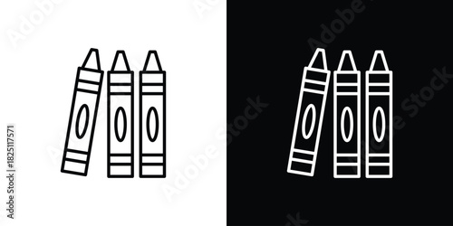 Crayon icon symbol, Set of line icons pack