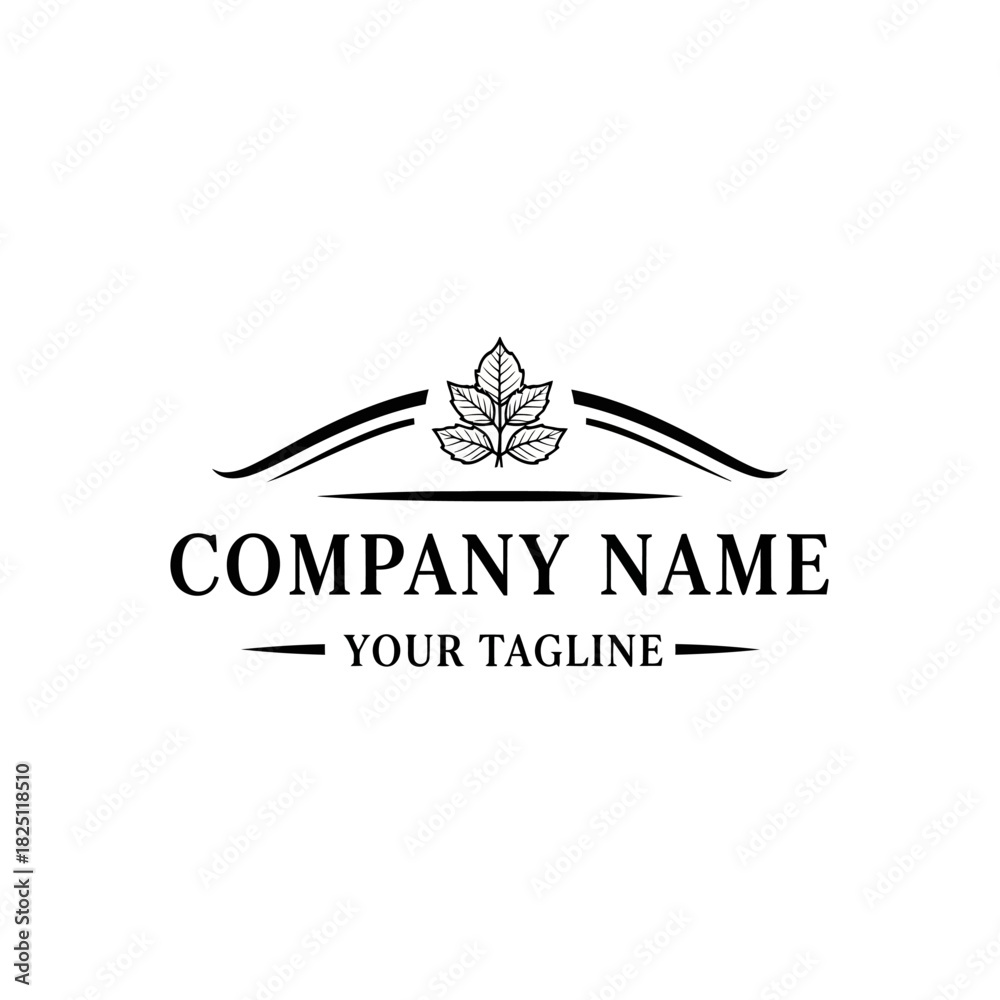 Fototapeta premium Elegant botanical leaf logo template for company branding identity.