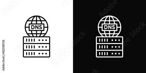 DNS icon symbol, Set of line icons pack