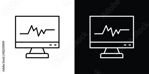 EKG monitor icon symbol, Set of line icons pack