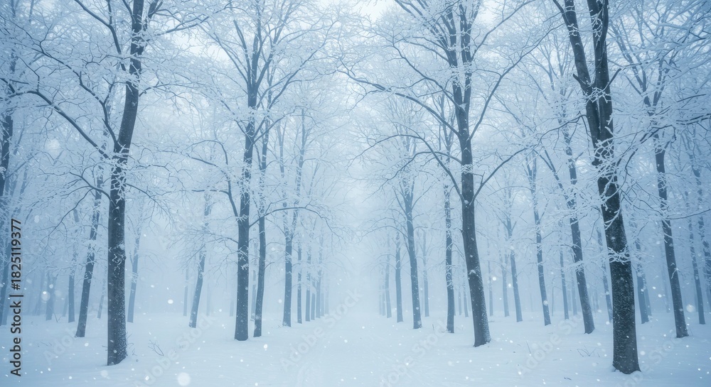 Fototapeta premium Enchanting Winter Forest Path Covered in Snow