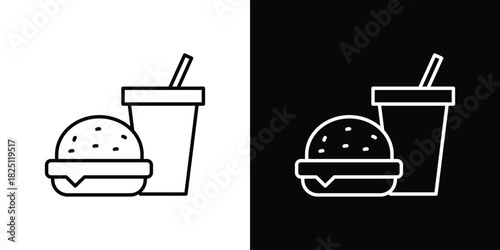 Fast food icon symbol, Set of line icons pack