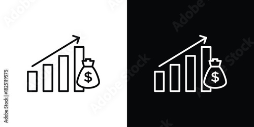 Fiscal policy icon symbol, Set of line icons pack