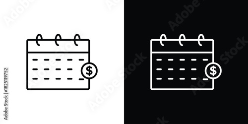 Fiscal year icon symbol, Set of line icons pack