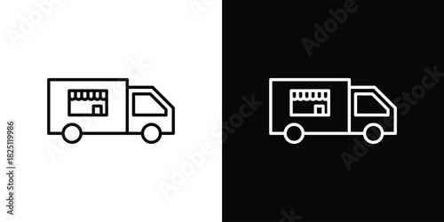 Food truck icon symbol, Set of line icons pack