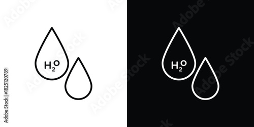 H2o icon symbol, Set of line icons pack