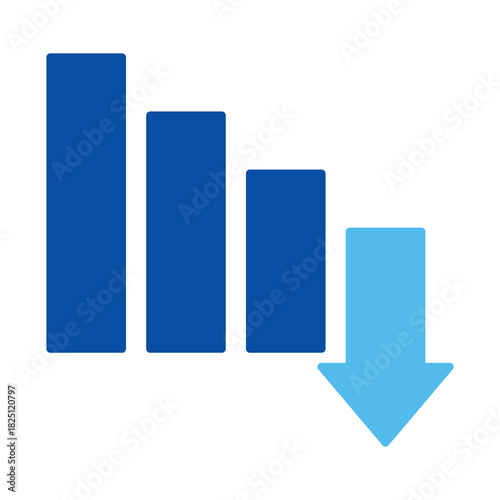 Falling Graph In Blue Style, Vector Illustration