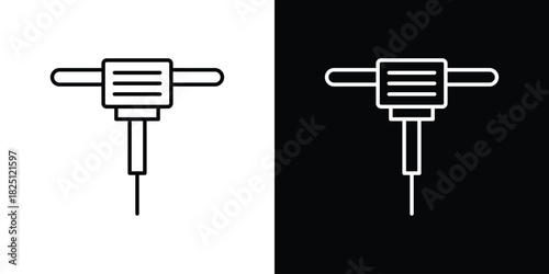 Hydraulic breaker icon symbol, Set of line icons pack
