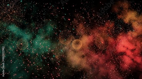 Spectacular fireworks display illuminating the night sky with vibrant bursts of color, perfect for celebrating holidays and special occasions