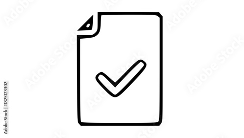 Business Contract Icon-a solid contract document silhouette with a simple checkmark shape